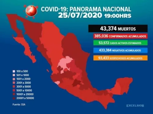 Incrementa a 43 mil 374 la cifra de muertos por Covid-19 en México
