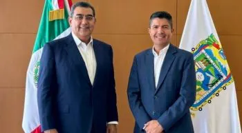 Se reúnen Sergio Salomón y Eduardo Rivera para organizar Fiestas Patrias en Puebla