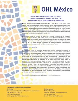 OHL gana amparo sobre el Libramiento Norte de Puebla