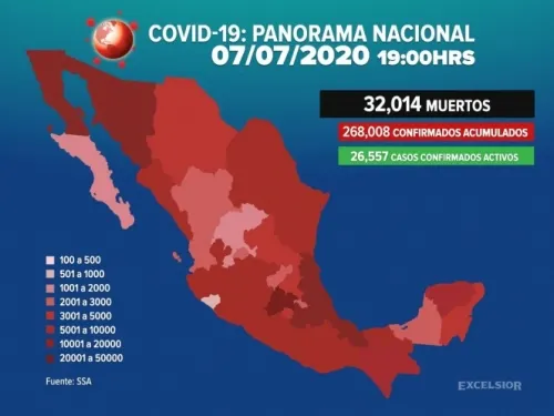 Sube a 32 mil 14 número de muertos por coronavirus en México