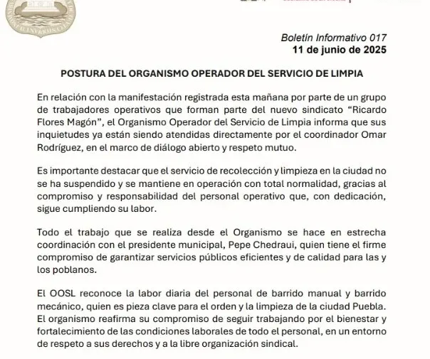Organismo de Limpia responde a protesta de “naranjitas” en Valsequillo y garantiza continuidad del servicio
