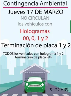 Por Contingencia, este jueves no circularán autos con calcomanía verde