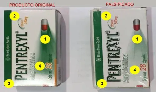 Emiten alerta sanitaria por falsificación de Pentrexyl de 500 mg
