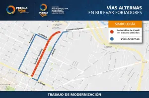 Informan de rutas alternas por obras en bulevar Forjadores