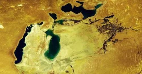 Satélite capta imagen del que fuera el cuarto lago más grande del mundo