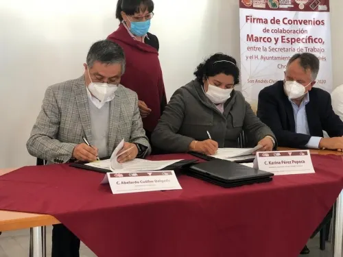 Secretaría de Trabajo y San Andrés Cholula firman convenio para reactivar la economía y el empleo