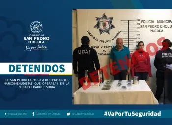 SSC San Pedro Cholula captura a dos presuntos narcomenudistas