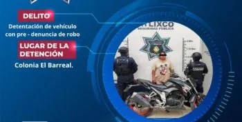 Detienen a conductora tras detectar moto con reporte de robo en Atlixco