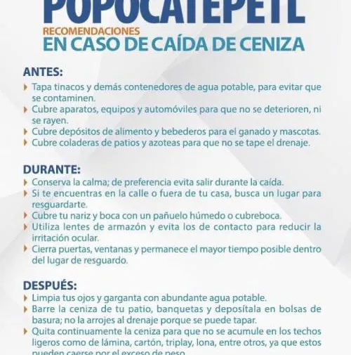 Issste y Ayuntamiento emiten recomendaciones ante caída de ceniza volcánica