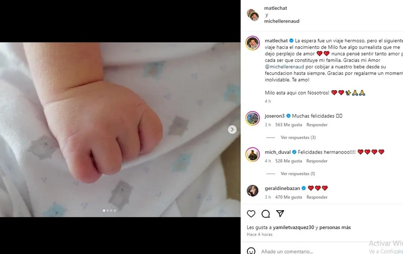 Michelle Renaud y Matías Novoa anuncian el nacimiento de su hijo Milo