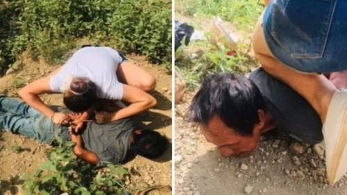 Mujer somete a violador de menores en Hidalgo y lo amarra con una cuerda