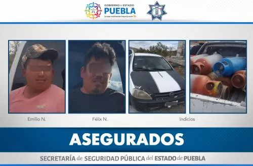 La SSP estatal aseguró a dos hombres presuntamente dedicados al robo de tanques de gas