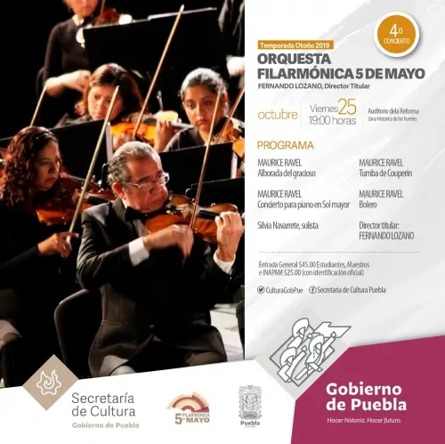 Con piezas de ravel, Filarmónica 5 de Mayo realizará su cuarto concierto de temporada
