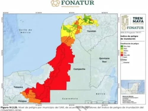 Fase 1 de Tren Maya tiene 54 áreas con peligro de inundaciones