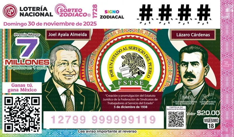 Billete de Lotería Nacional celebra el 87 Aniversario de la creación de la Federación de Sindicatos de Trabajadores al Servicio del Estado