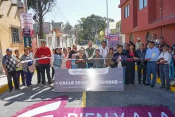 Ayuntamiento de Puebla entrega obra de pavimentación en junta auxiliar de San Pablo Xochimehuacán
