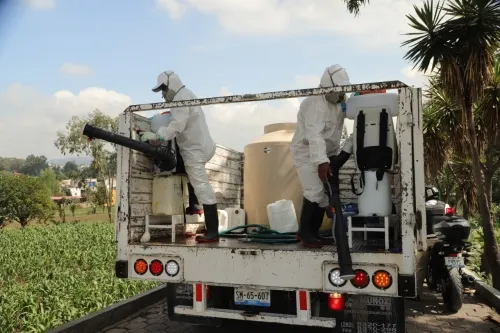 Servicios públicos de San Andrés realiza jornada de sanitización en San Francisco Acatepec