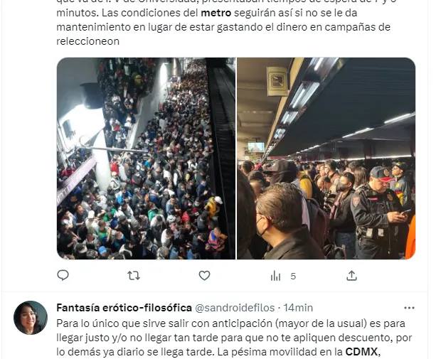 Reacciones en Twitter Metro