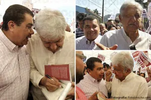 López Zavala se fotografía con AMLO en un mitin en Veracruz