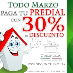 Un 30 por ciento de descuento en el predial en Quecholac