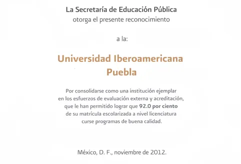 SEP reconoce la calidad académica de la Ibero Puebla