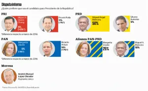 AMLO, Osorio, Zavala y MAM encabezan internas