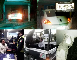 Avelino Toxqui impacta auto en vivienda de anciana; conducía ebrio