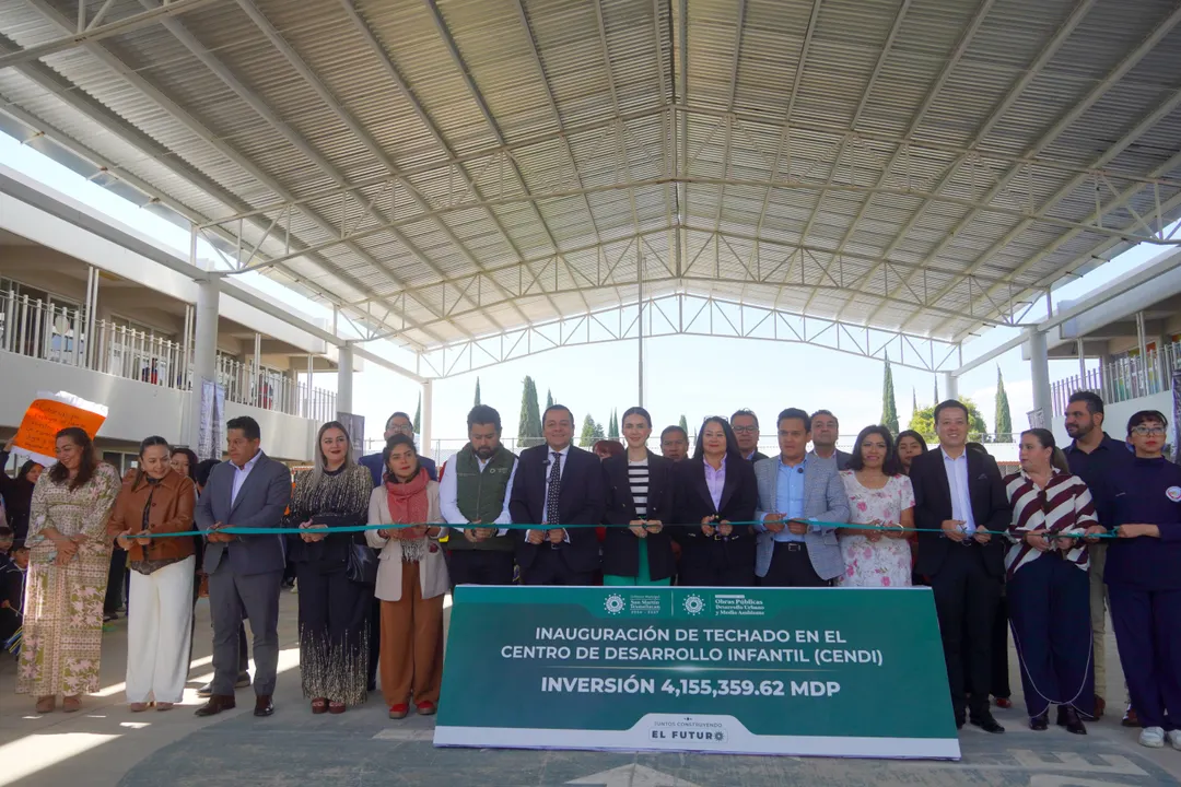 Inauguran techado en CENDI de Texmelucan; beneficia a 278 alumnos