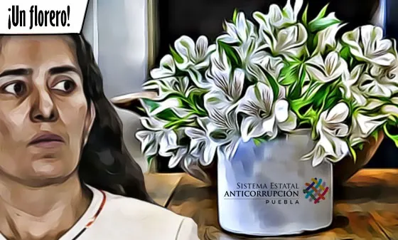 Un florero, el Sistema Estatal Anticorrupción de Puebla