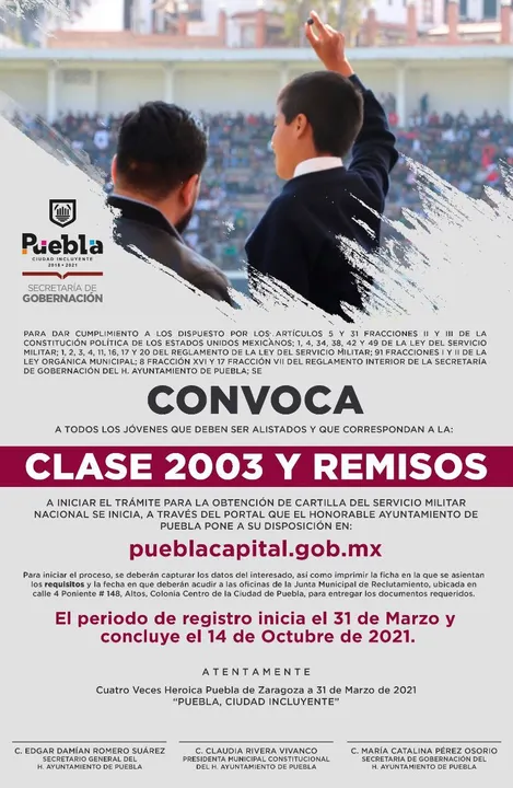 Ayuntamiento convoca a Jóvenes clase 2003 a participar en el sorteo para el servicio militar