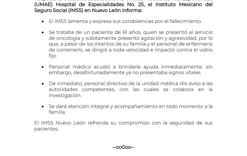 Paciente se suicida en Nuevo León