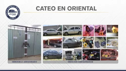 En cateo en Oriental, Fiscalía aseguró ocho unidades y equipo táctico
