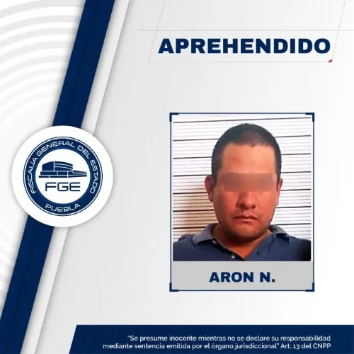 Presunto homicida aprehendido por la Fiscalía de Puebla