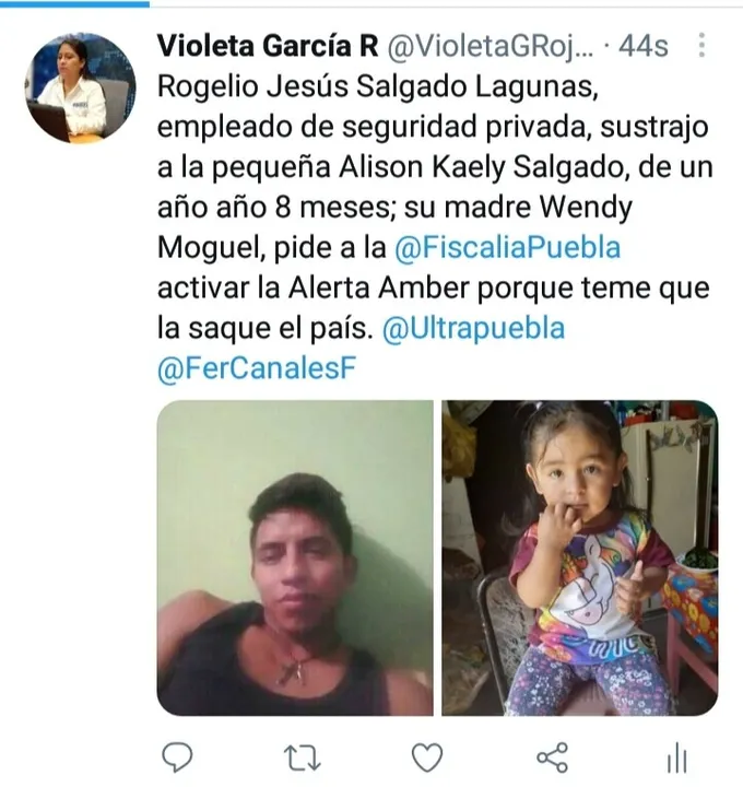 Temen peligro contra menor sustraída