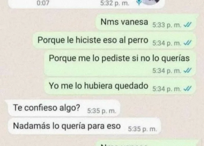 Vanessa asesinó a un pero