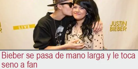 Bieber se pasa de mano larga y le toca seno a fan