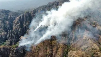 Hombre drogado, presunto autor de incendio en el Cerro de Tepoztlán