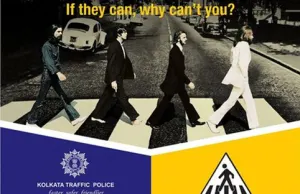 Usan portada de The Beatles para campaña peatonal en India