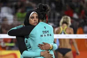 El partido de voley playa entre Egipto y Alemania