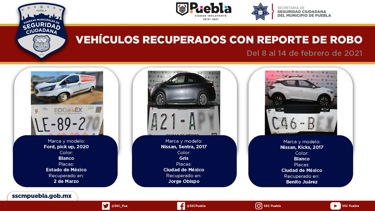 Remitió policía municipal de Puebla una docena de vehículos ante el Agente del Ministerio Público
