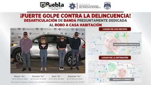 Desarticulan banda presuntamente dedicada al robo a casa habitación