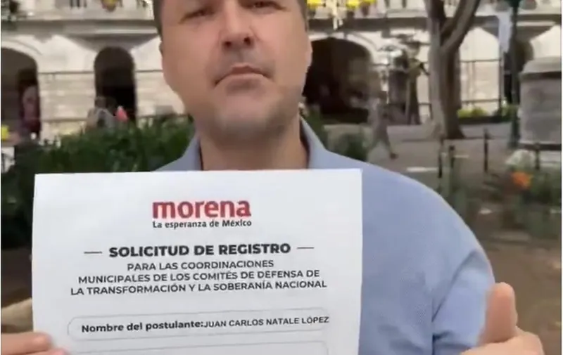 Juan Carlos Natale se registra como aspirante a la Coordinación Municipal de la Defensa de la Transformación en Puebla