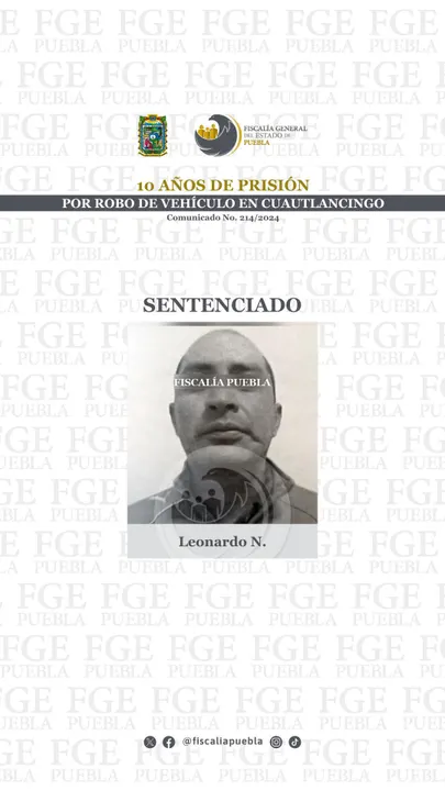 Dan 10 años de prisión a sujeto por robo de vehículo en Cuautlancingo