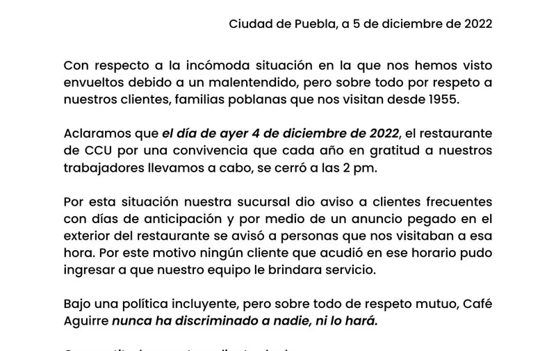cafe-aguirre-ccu-comunicado-discriminacion