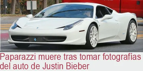 Paparazzi muere tras tomar fotografías del auto de Justin Bieber