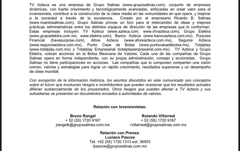 Bancarrota TvAzteca