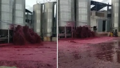 ¡No es una película! Litros de vino se desperdician tras reventarse un depósito