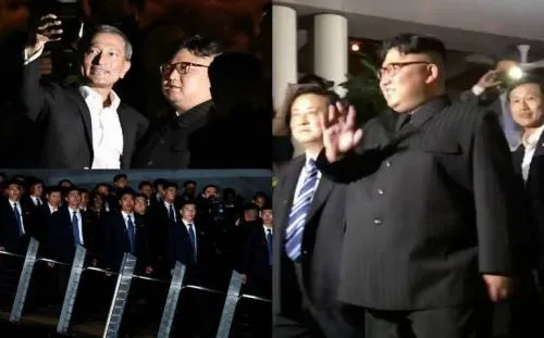 Kim Jong-un pasea de noche en Singapur y se hace selfis