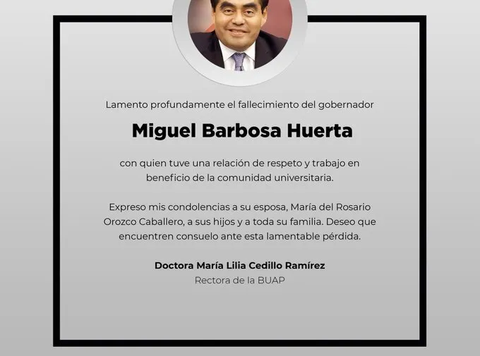 BUAP lamenta la muerte de Barbosa