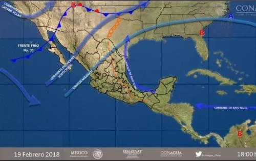 Prevén lluvia y caída de aguanieve en noroeste del país por sistema frontal